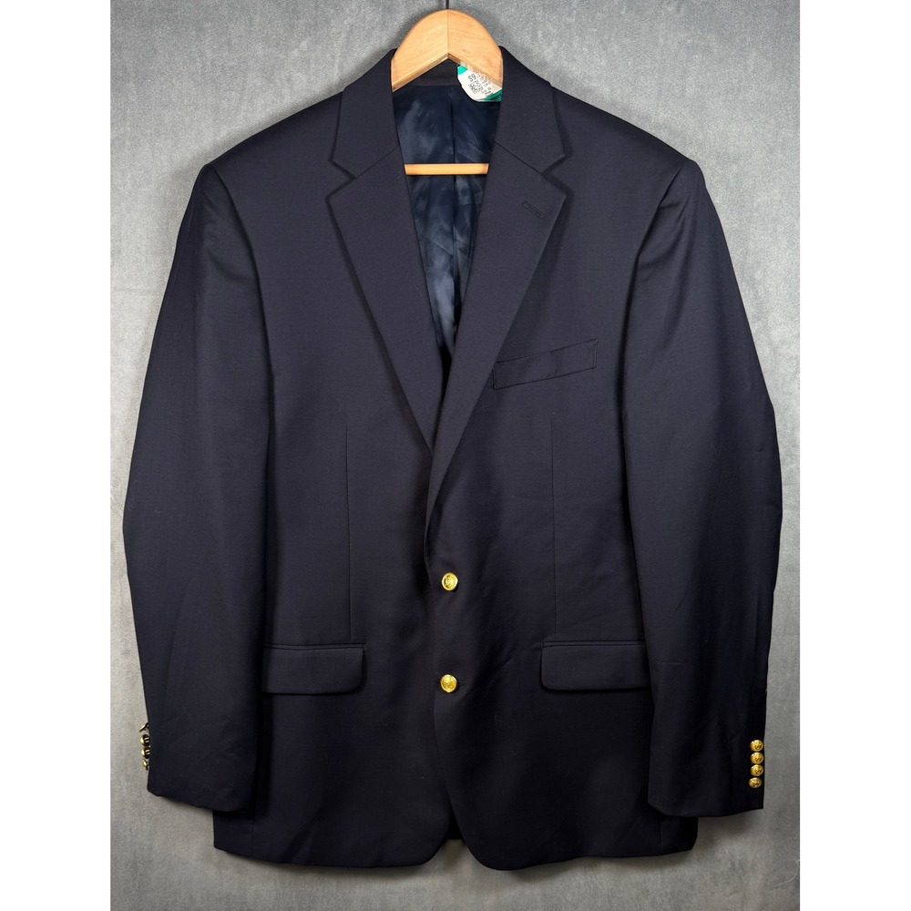Lauren Ralph Lauren Blazer Navy Blue Gold Crest‎ Buttons Preppy Jacket 42 Long
